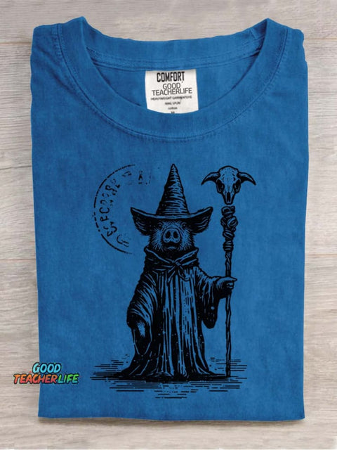 Pig Wizard Decorative Pattern T-shirt
