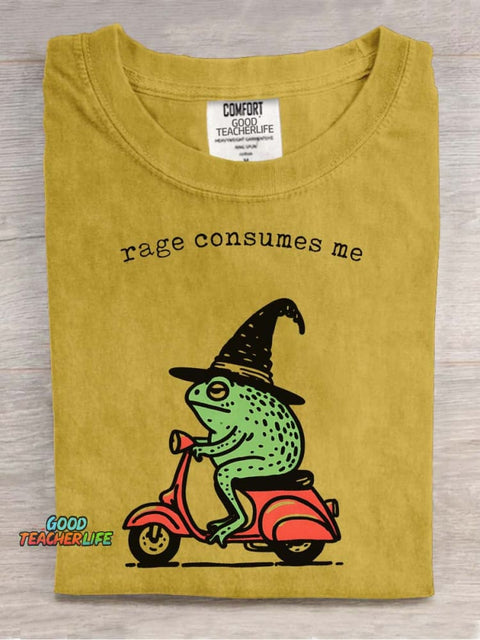 Frog Wizard Riding A Motorcycle Decorative Pattern T-shirt