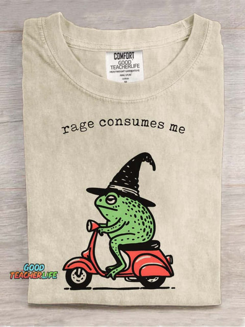 Frog Wizard Riding A Motorcycle Decorative Pattern T-shirt