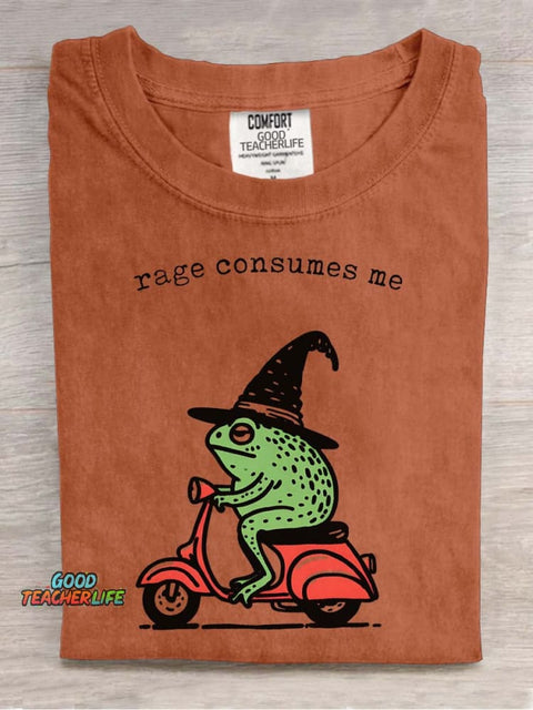 Frog Wizard Riding A Motorcycle Decorative Pattern T-shirt