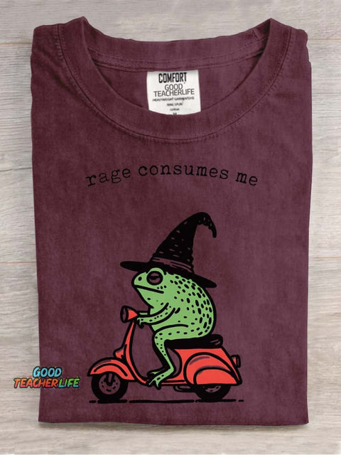 Frog Wizard Riding A Motorcycle Decorative Pattern T-shirt