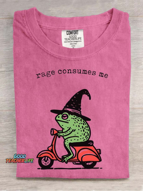 Frog Wizard Riding A Motorcycle Decorative Pattern T-shirt