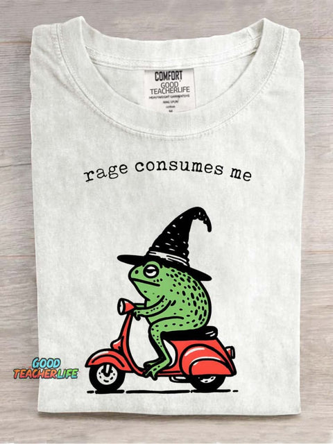 Frog Wizard Riding A Motorcycle Decorative Pattern T-shirt