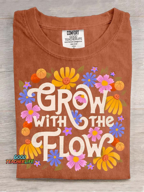 Grow with The Flow Decorative Pattern T-shirt