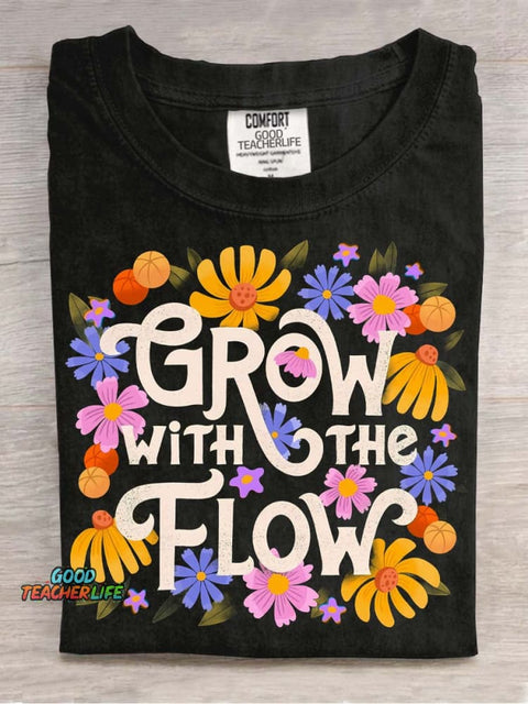 Grow with The Flow Decorative Pattern T-shirt