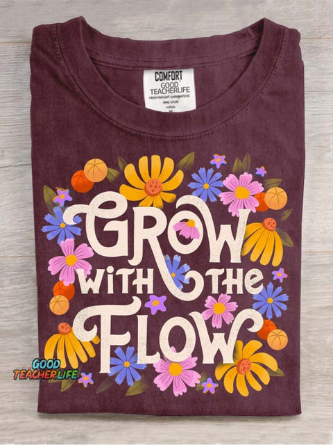 Grow with The Flow Decorative Pattern T-shirt