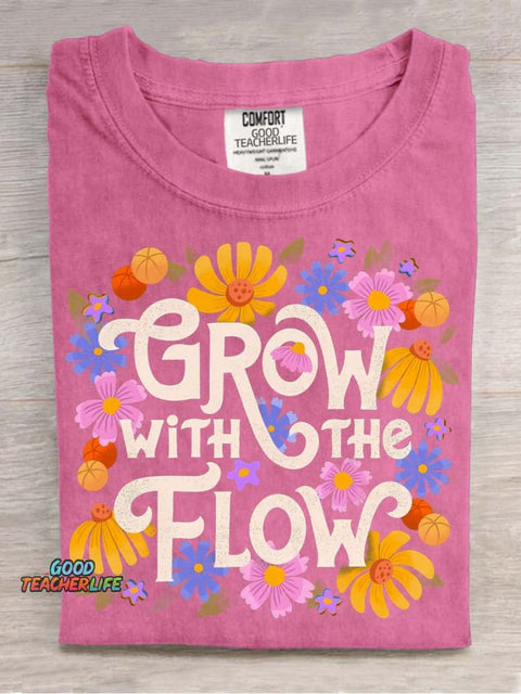 Grow with The Flow Decorative Pattern T-shirt