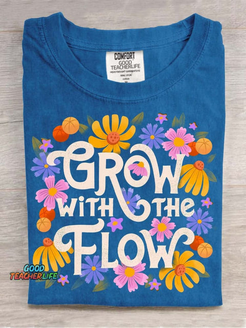 Grow with The Flow Decorative Pattern T-shirt