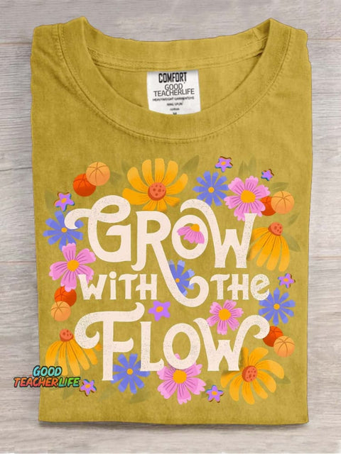 Grow with The Flow Decorative Pattern T-shirt