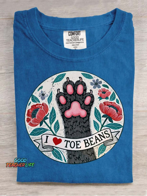 I Love Toe Beans Decorative Pattern T-shirt
