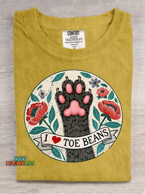 I Love Toe Beans Decorative Pattern T-shirt