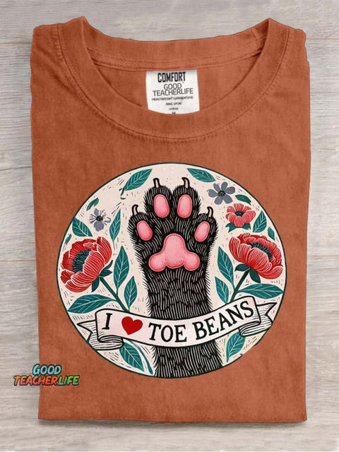 I Love Toe Beans Decorative Pattern T-shirt