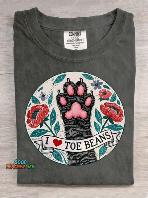I Love Toe Beans Decorative Pattern T-shirt