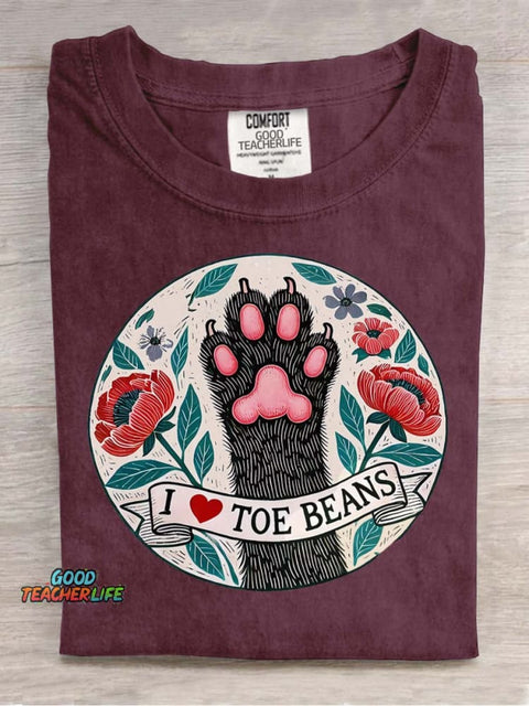 I Love Toe Beans Decorative Pattern T-shirt