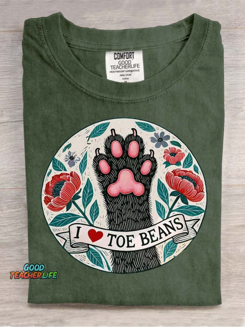 I Love Toe Beans Decorative Pattern T-shirt