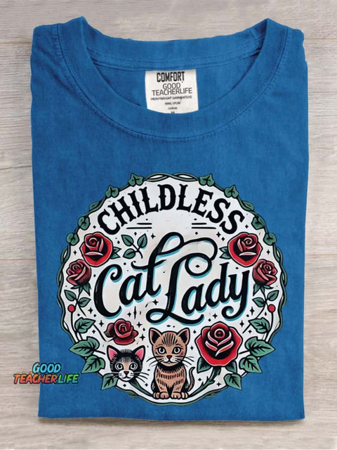Cat Lady Decorative Pattern T-shirt
