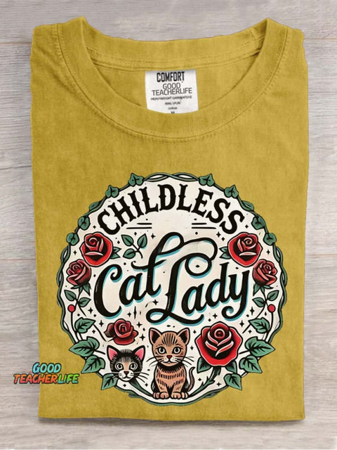 Cat Lady Decorative Pattern T-shirt