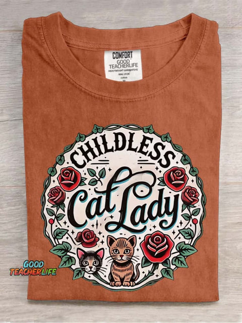 Cat Lady Decorative Pattern T-shirt