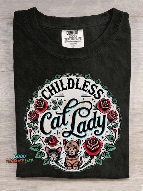 Cat Lady Decorative Pattern T-shirt