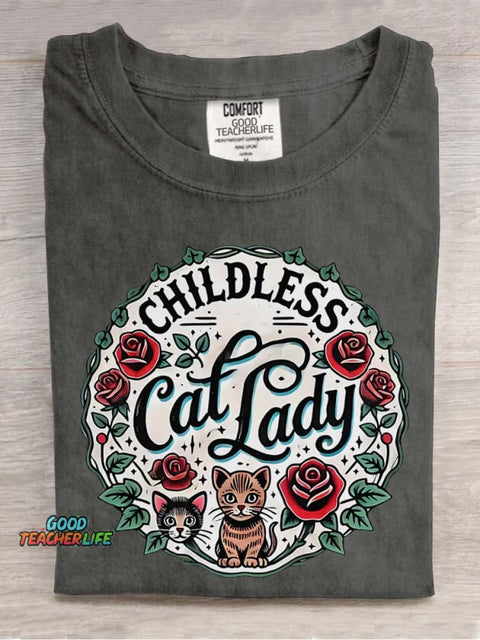 Cat Lady Decorative Pattern T-shirt