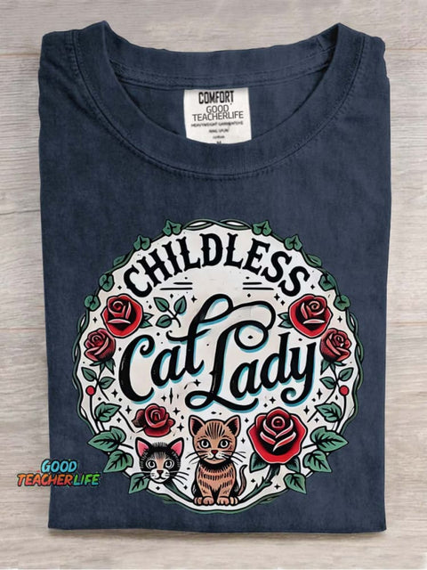 Cat Lady Decorative Pattern T-shirt