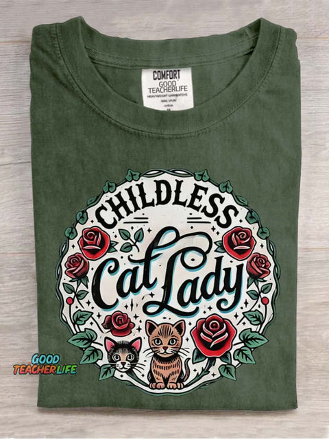 Cat Lady Decorative Pattern T-shirt