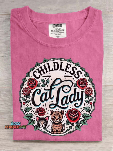 Cat Lady Decorative Pattern T-shirt