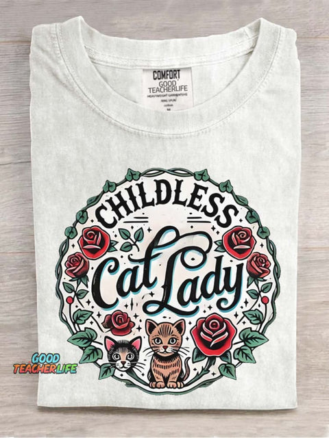 Cat Lady Decorative Pattern T-shirt