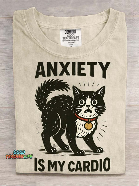 Cat Anxiety Decoration Pattern T-shirt