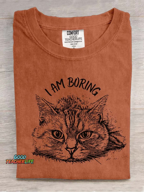 Cat Bored Decorative Pattern T-shirt