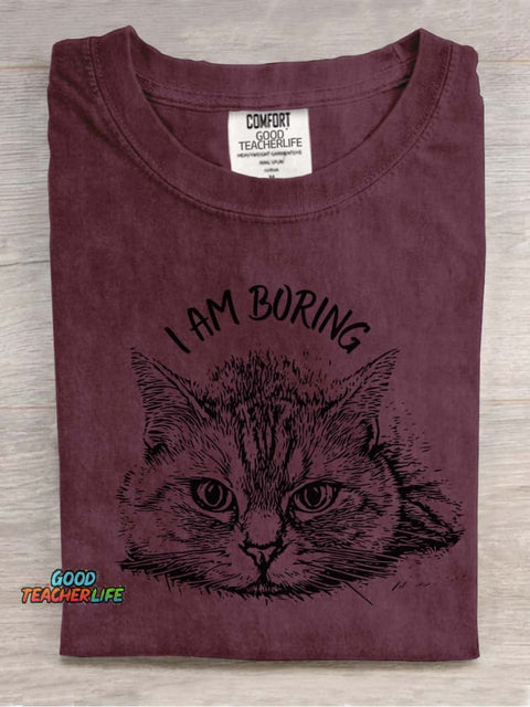 Cat Bored Decorative Pattern T-shirt