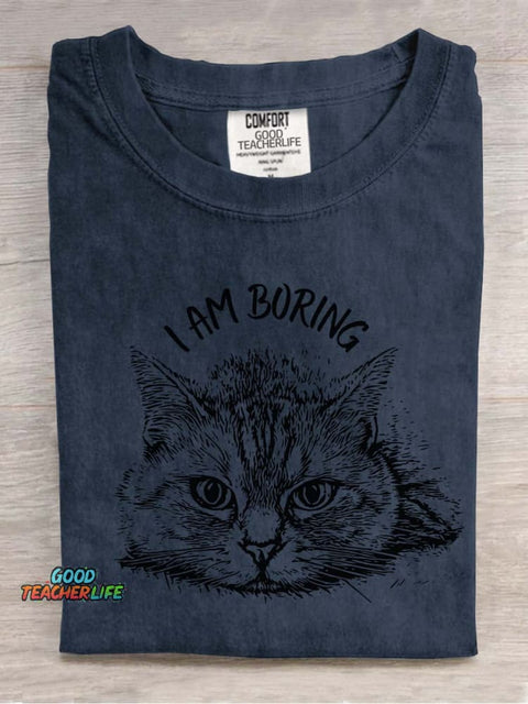 Cat Bored Decorative Pattern T-shirt