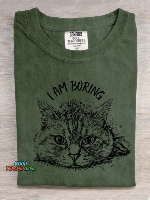 Cat Bored Decorative Pattern T-shirt