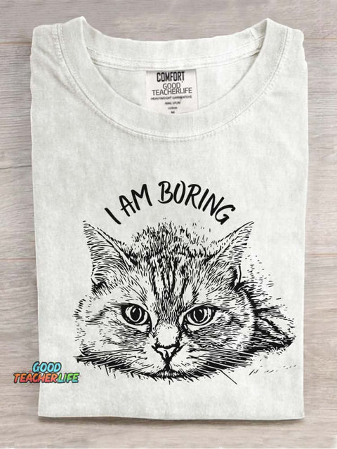 Cat Bored Decorative Pattern T-shirt