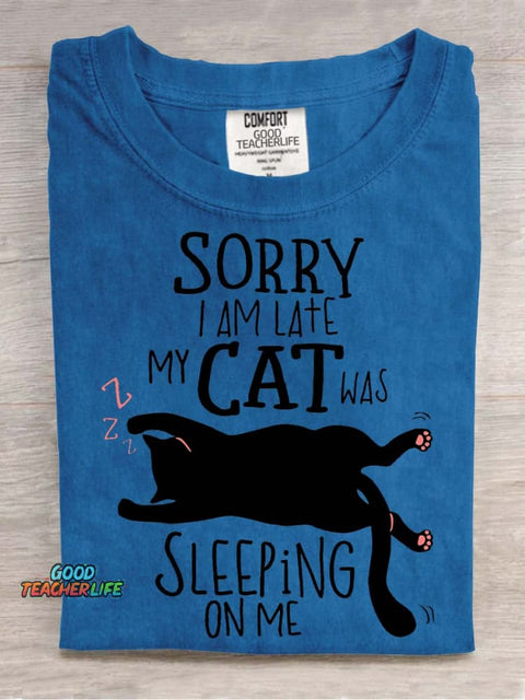 My Cat Was Sleeping On Me Decorative Pattern T-shirt