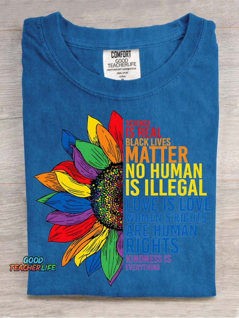 Rainbow Sunflower Decorative Pattern T-shirt