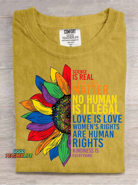 Rainbow Sunflower Decorative Pattern T-shirt
