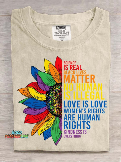 Rainbow Sunflower Decorative Pattern T-shirt