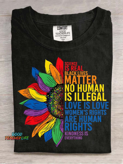 Rainbow Sunflower Decorative Pattern T-shirt