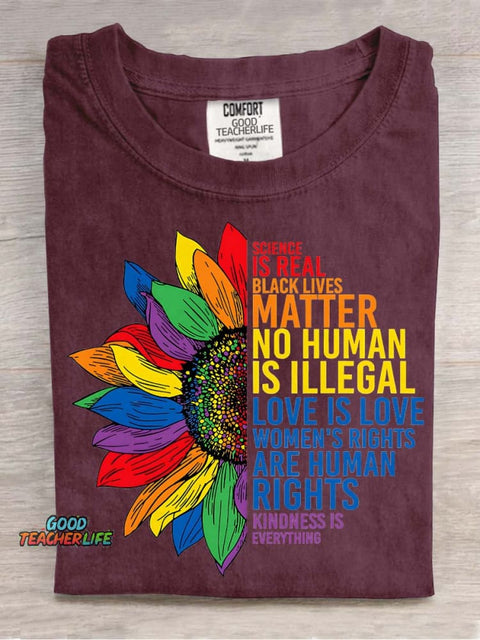 Rainbow Sunflower Decorative Pattern T-shirt
