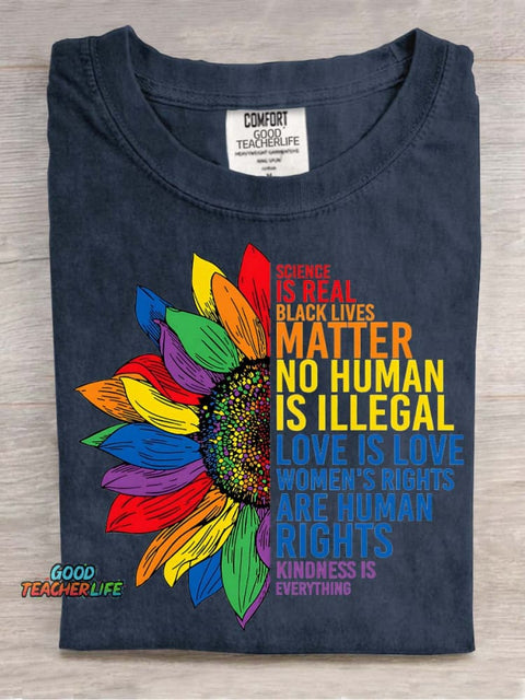 Rainbow Sunflower Decorative Pattern T-shirt