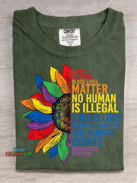 Rainbow Sunflower Decorative Pattern T-shirt