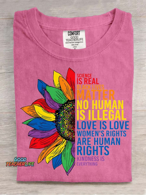 Rainbow Sunflower Decorative Pattern T-shirt