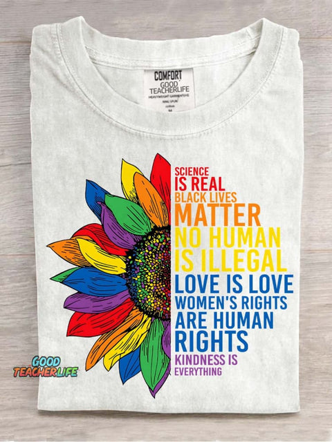 Rainbow Sunflower Decorative Pattern T-shirt