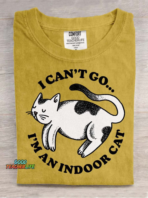 I Can't Go I'm An Indoor Cat Decorative Pattern T-shirt
