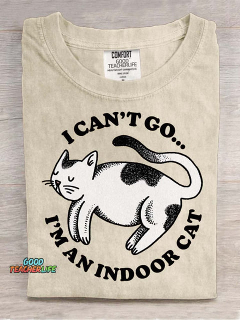 I Can't Go I'm An Indoor Cat Decorative Pattern T-shirt
