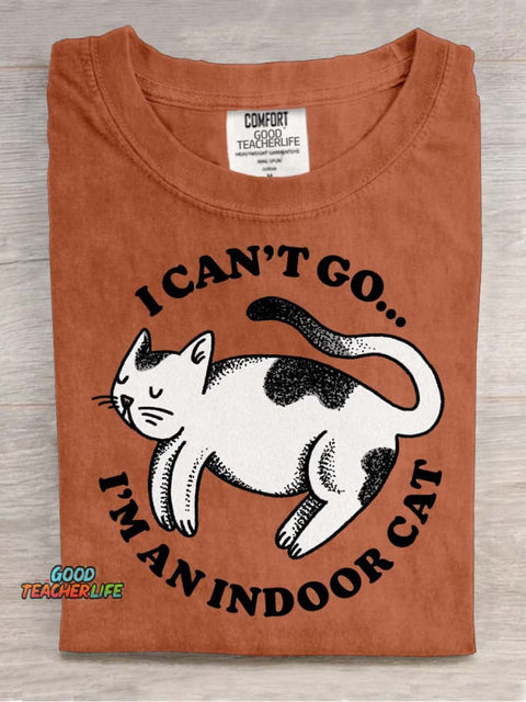 I Can't Go I'm An Indoor Cat Decorative Pattern T-shirt