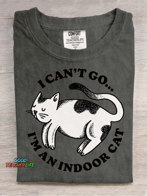 I Can't Go I'm An Indoor Cat Decorative Pattern T-shirt