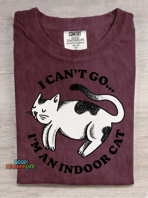 I Can't Go I'm An Indoor Cat Decorative Pattern T-shirt