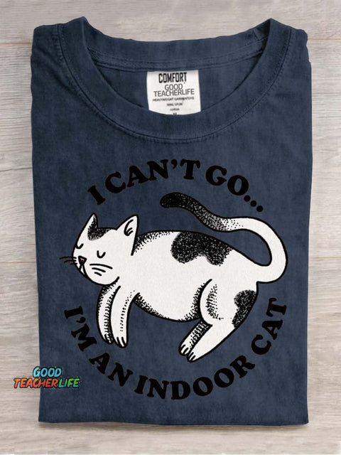 I Can't Go I'm An Indoor Cat Decorative Pattern T-shirt